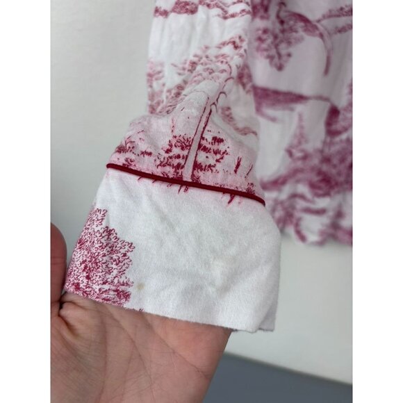 Soma women's large red ivory vintage antique patterned long sleeve pajama top - Picture 6 of 6